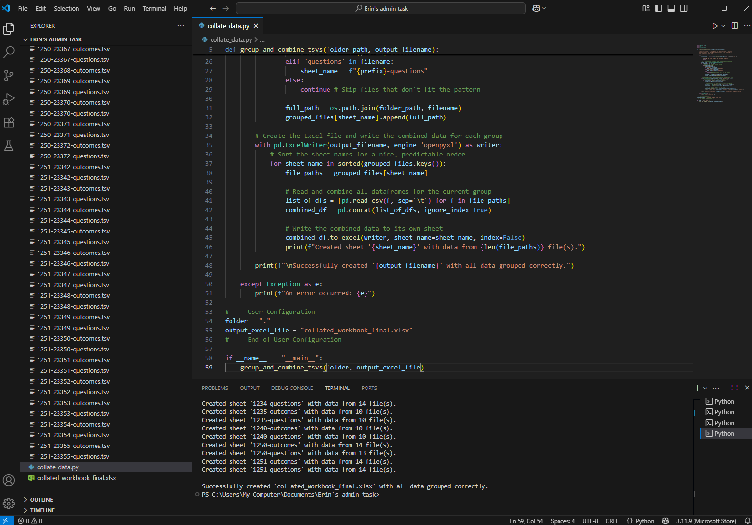 Data Collation Python Script